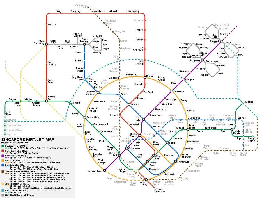 سنغافورة smrt خريطة