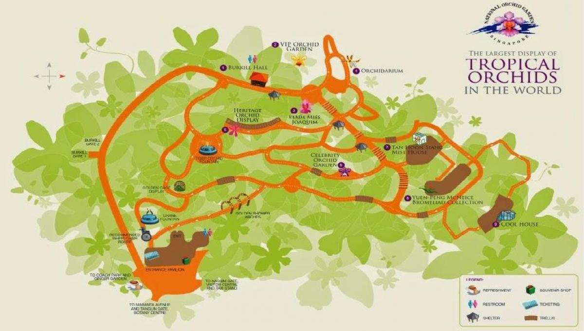 حدائق سنغافورة النباتية خريطة