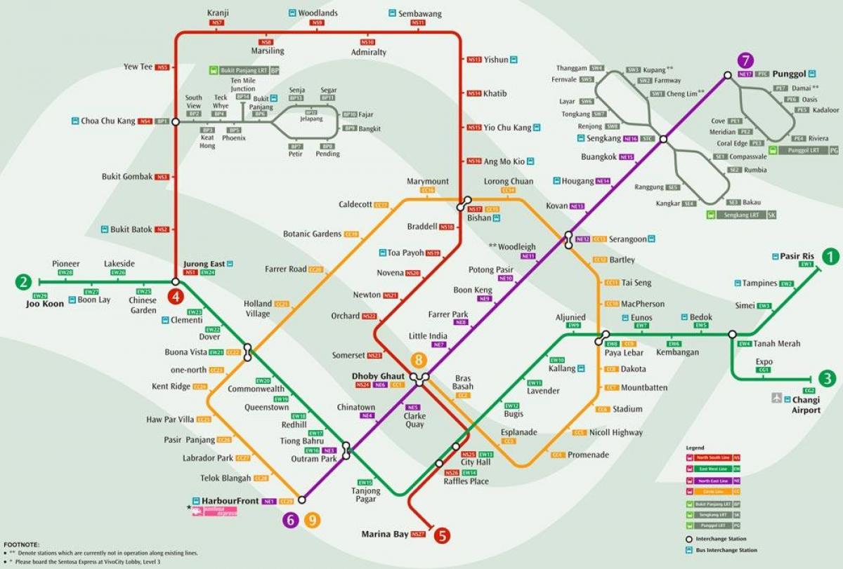 نظام مترو الأنفاق في سنغافورة خريطة