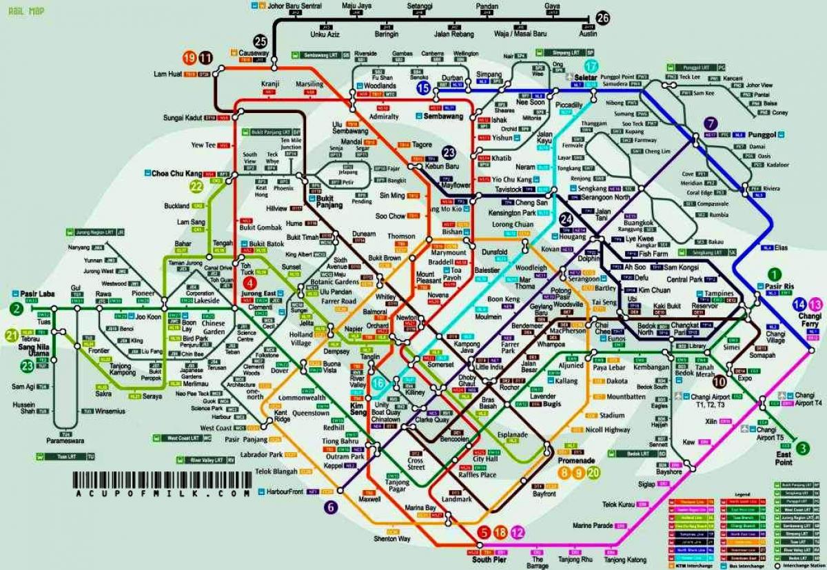 سنغافورة مترو الأنفاق و lrt خريطة